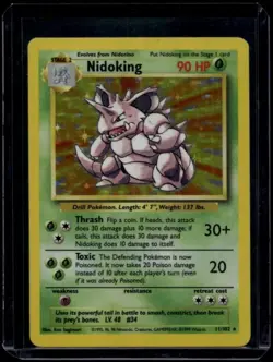 Pokemon TCG Nidoking 11/102 Base Set Holo Rare MP - Image 1