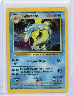 Pokemon TCG Gyarados Base Set Holo Rare 006/102 100 HP English LP - Image 1