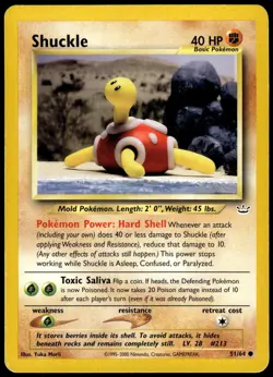 Shuckle 51/64 Common Neo Revelation Pokemon Unlimited MP - Image 1