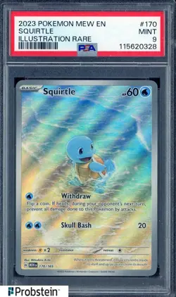 2023 Pokemon 151 Squirtle 170/165 PSA 9 Mint Illustration Rare - Image 1