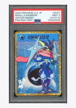 Pokemon PSA 9 AUTO10 Water Energy Holo Greninja Rosa La Barbera 2023 WAT CLK JPN - Image 1