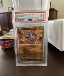 2023 Pokemon Sv2a Jp Rhyhorn 111 Master Ball Reverse Holo Psa 9 - Image 1