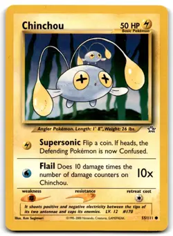 Chinchou 2000 Pokemon Neo Genesis Unlimited Common #55/111 - LP/MP - Image 1