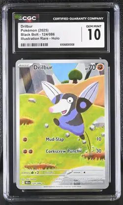 Pokemon Drilbur 124/086 Black Bolt Illustration Rare Holo CGC 10 - Image 1