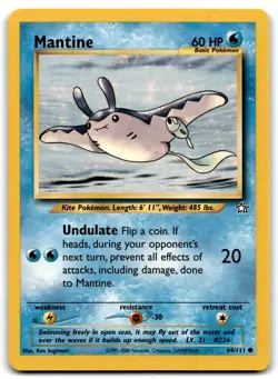 Mantine 2000 Pokemon Neo Genesis Unlimited Common #64/111 - LP - Image 1