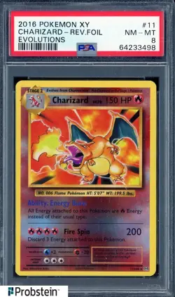 2016 Pokemon XY Evolutions Charizard Reverse Holo 11/108 PSA 8 - Image 1
