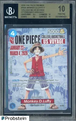 2026 Monkey D Luffy One Piece Promo College Basketball US Voyage BGS 10 PRISTINE - Image 1