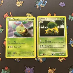Turtwig 1/135 - Grotle 37/100 LP/MP -Vintage Pokemon Card- (4s) - Image 1