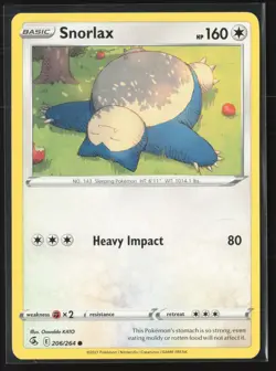 Snorlax Common SWSH08: Fusion Strike 206/264 NM Pokemon Card - Image 1