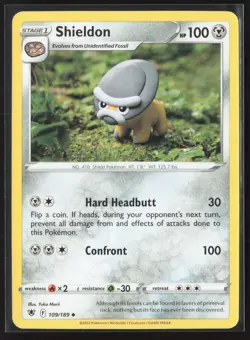 Shieldon Uncommon SWSH10: Astral Radiance 109/189 NM Pokemon Card Yuka Morii - Image 1