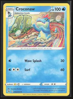 Croconaw Uncommon SWSH08: Fusion Strike 056/264 NM Pokemon Card Tomokazu Komiya - Image 1