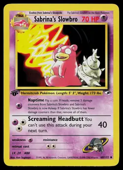 Pokemon Card - Sabrina's Slowbro Gym Heroes 60/132 Uncommon 1st Edition - Image 1