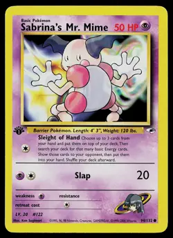 Pokemon Card - Sabrina's Mr. Mime Gym Heroes 94/132 Common 1st Edition - Image 1