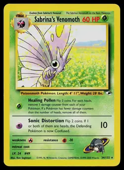 Pokemon Card - Sabrina's Venomoth Gym Heroes 34/132 Rare - Image 1