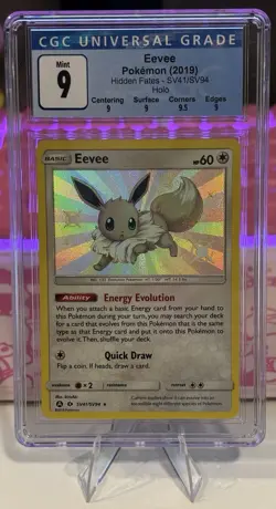 2019 POKEMON HIDDEN FATES EEVEE SV41/SV94 SHINY HOLO RARE - Image 1