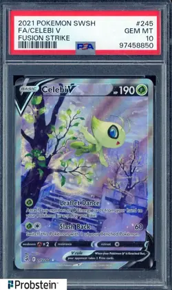 2021 POKEMON SWORD & SHIELD FUSION STRIKE #245 FULL ART CELEBI V PSA 10 - Image 1