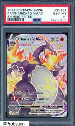 2021 POKEMON SWORD & SHIELD SHINING FATES #SV107 FULL ART CHARIZARD VMAX PSA 10 - Image 1