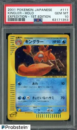 2001 Pokemon Japanese Expedition 1st Edition #111 Kingler Holo PSA 10 GEM MINT - Image 1