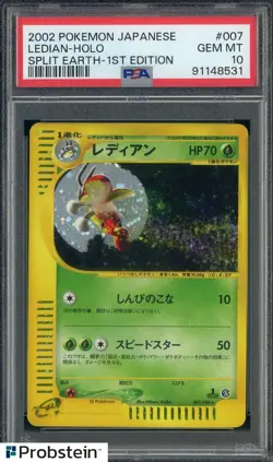 2002 Pokemon Japanese Split Earth 1st Edition #007 Ledian Holo PSA 10 GEM MINT - Image 1