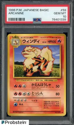 1996 Pokemon Japanese Basic #59 Arcanine PSA 10 GEM MINT - Image 1