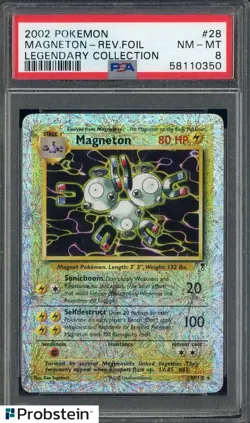 2002 Pokemon Legendary Collection #28 Magneton Holo PSA 8 NM-MT - Image 1