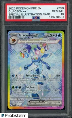 2025 Pokemon PRE EN #150 Glaceon ex SIR PSA 10 GEM MINT - Image 1