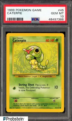 1999 Pokemon Game #45 Caterpie PSA 10 GEM MINT - Image 1