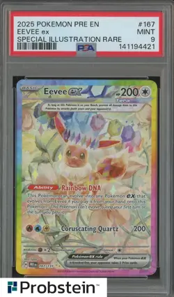 2025 Pokemon PRE EN Special Illustration Rare #167 Eevee ex PSA 9 MINT - Image 1
