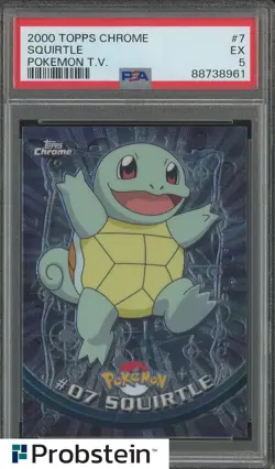 2000 Topps Chrome Pokemon TV Animation #7 Squirtle PSA 5 EX - Image 1
