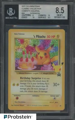 2021 Pokemon Celebrations Classic Confetti Holofoil #24 Birthday Pikachu BGS 8.5 - Image 1