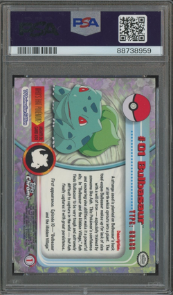 2000 Topps Chrome Pokemon TV Animation #1 Bulbasaur PSA 6 EX-MT - Image 2