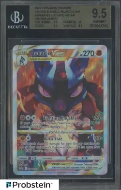 2023 Pokemon Promos SWSH BSP Crown Zenith #291 Lucario VSTAR BGS 9.5 GEM MINT - Image 1