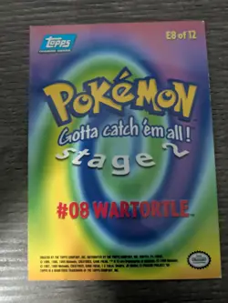 1999 Pokemon Topps #08 Stage 2 E8 of 12 Wartortle Card Blue Logo Pokemon Lp - Image 2