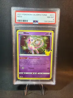 2021 Pokemon Celebrations #011 Mew PSA 8 Card NM-M Holo Trusted Seller! NEW CERT - Image 1