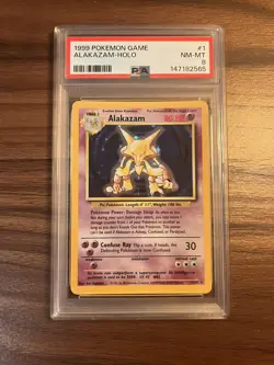 1999 POKEMON BASE SET UNLIMITED #1 ALAKAZAM-HOLO PSA 8 - Image 1