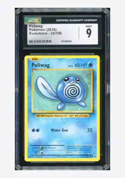 Pokemon CGC 9 Poliwag C 2016 23/108 Evolutions English - Image 1