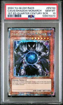 Caius the Shadow Monarch Yugioh 2024 RA03-EN194 QCR 1st Edition PSA 10 - Image 1