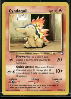 ✰ CYNDAQUIL 57/111 COMMON NEO GENESIS POKEMON ✰ DMG - Image 2