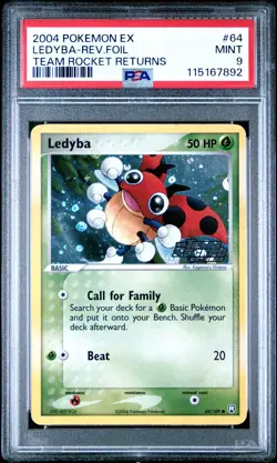 2004 POKEMON EX TEAM ROCKET RETURNS #64 LEDYBA-REVERSE FOIL PSA 9 - Image 1