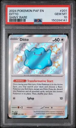 2024 POKEMON PAF EN-PALDEAN FATES SHINY RARE #201 DITTO PSA 10 - Image 1