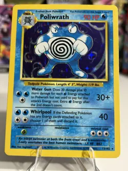 Poliwrath 13/102 Shadowless Holo 1999 Pokemon Base Set LP WOTC Rare - Image 3