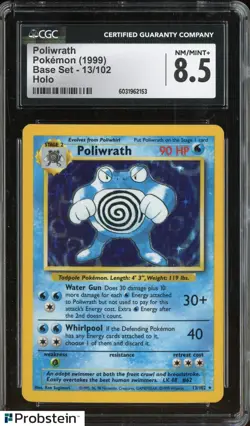 1999 Pokemon Base Set #13 Poliwrath Holo CGC 8.5 NM/MINT+ - Image 1