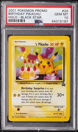2000 POKEMON PROMO BLACK STAR #24 BIRTHDAY PIKACHU-HOLO PSA 10 - Image 1