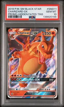 2019 POKEMON SM BLACK STAR PROMO HIDDEN FATES TINS #SM211 CHARIZARD GX PSA 10 - Image 1