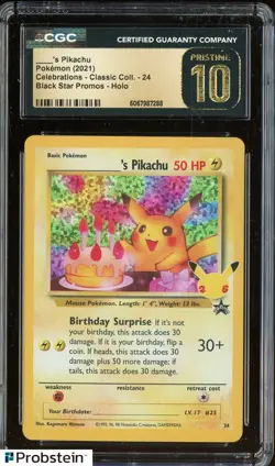 2021 Pokemon Celebrations Classic Coll BSP #24 ___'s Pikachu CGC 10 PRISTINE - Image 1