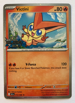 Victini (Black Bolt Stamped) Pokemon TCG 12/86 SV Rare Holo - Image 1