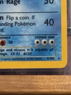 Pokemon TCG Gyarados 006/102 Base Set Holo Rare 1999 - Image 4
