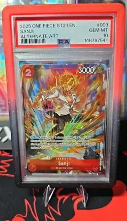 2025 ONE PIECE STARTER DECK ST21-EX GEAR 5 ALTERNATE ART #003 SANJI PSA 10 - Image 1