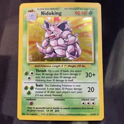 Nidoking 011/102 Base Set Holo Pokemon Card Gen 1 Grass Type Stage 2 - Image 1