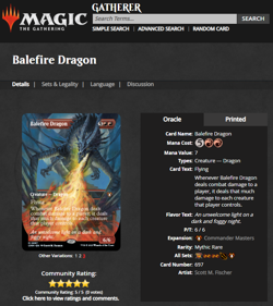 2023 MTG Magic the Gathering Commander Masters CMM Borderless Balefire Dragon - Image 3